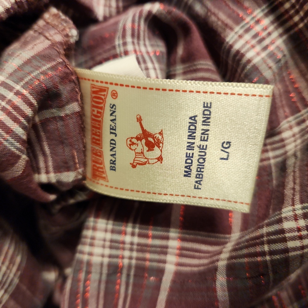 True Religion button up shirt large purple with shimmer - Picture 6 of 6